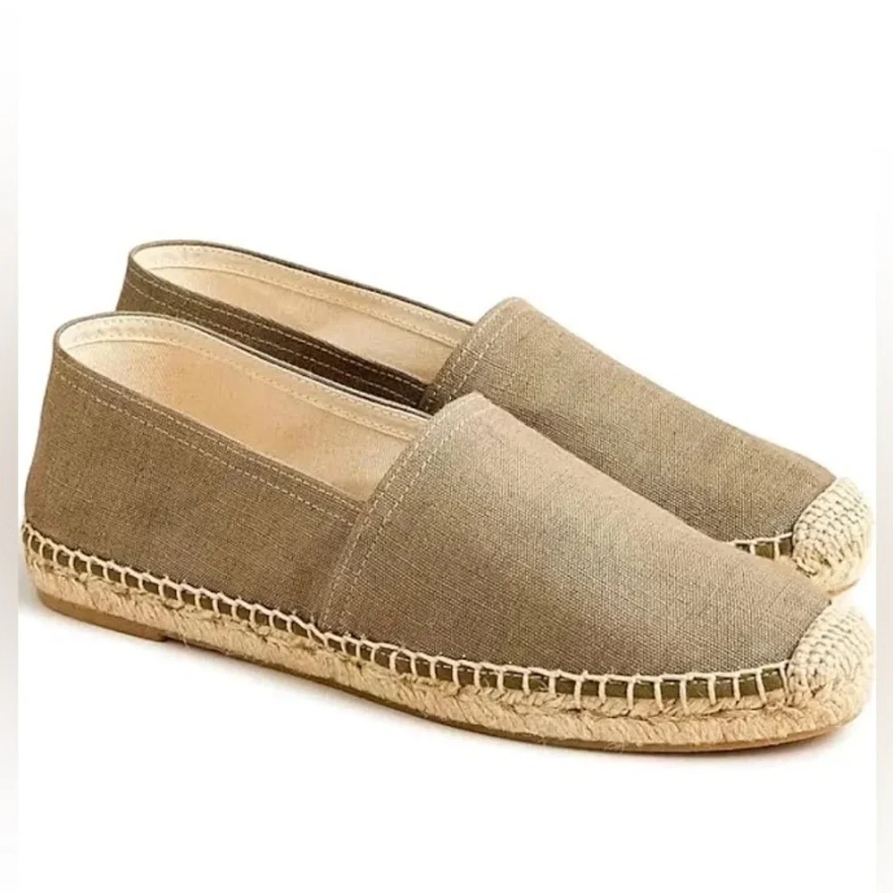 New! J. Crew linen espadrilles jute sole flats gray
